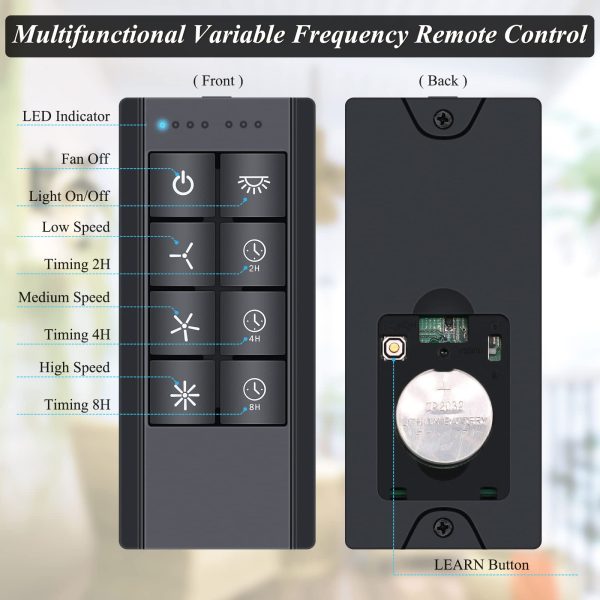 CeilingBreeze Smart Ceiling Fan Remote for AC Fan (Black) - Image 3